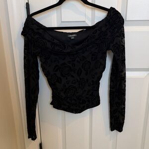 Wild Fable Black Floral Mesh Top